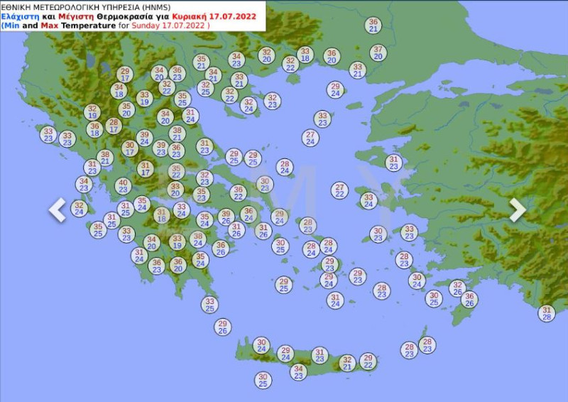 Θερμοκρασίες την Κυριακή