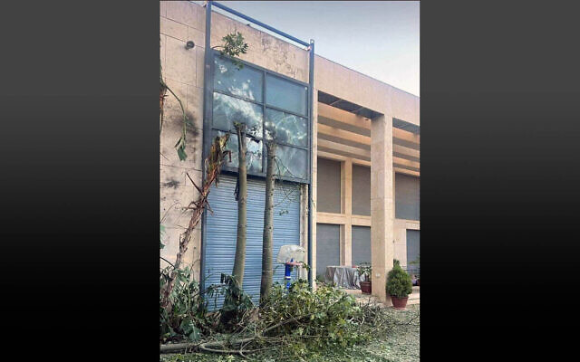 Damage caused to Prime Minister Benjamin Netanyahu's home in Caesarea in a drone attack on October 19, 2024. (Courtesy)